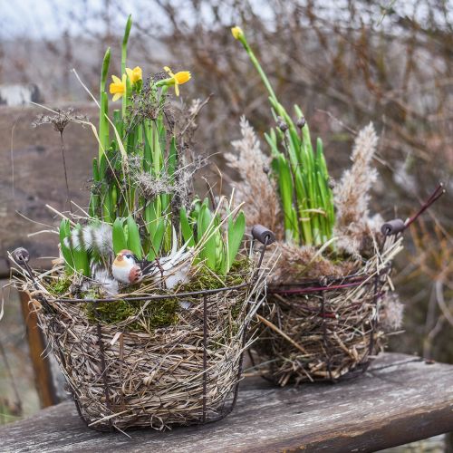 Floristik24 Frühlingsdeko, Vögeln am Draht, künstlicher Vogel Braun, Weiß H3cm 12St