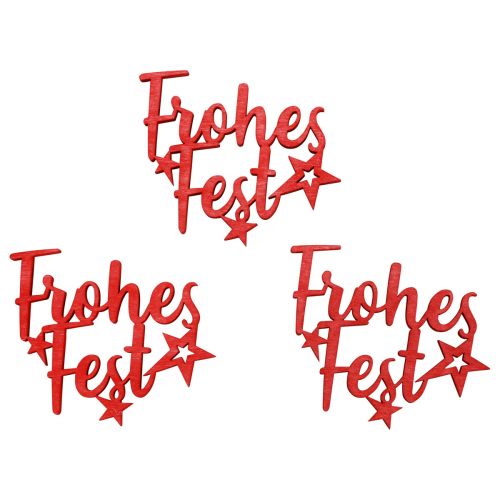 Floristik24 Streudeko Weihnachten Frohes Fest Holz Rot 6,5cm 12 St