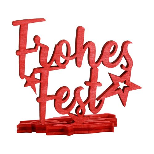 Floristik24 Streudeko Weihnachten Frohes Fest Holz Rot 6,5cm 12 St