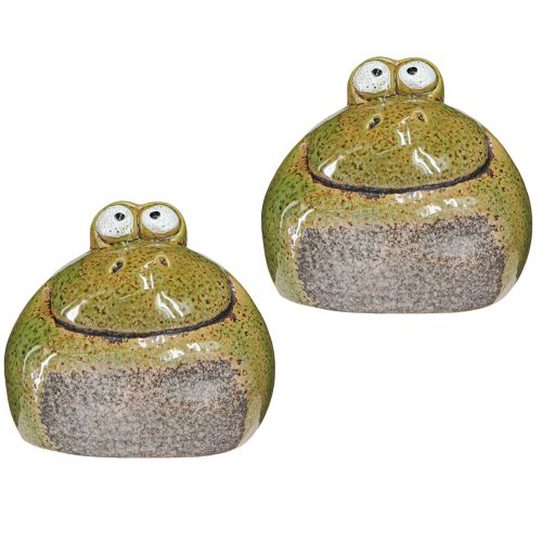 Floristik24 Frosch Deko Grün Braun Keramik Froschkopf H10,5cm 2 St