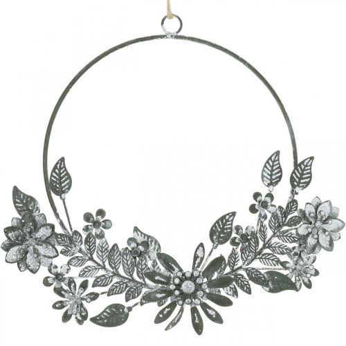 Frühlingdeko, Dekoring Blüten, Metalldeko, Anhänger Blumenschmuck Ø16cm 2St
