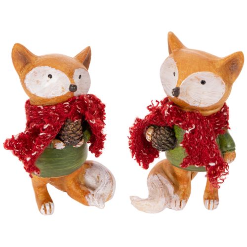 Deko-Fuchs mit Schal und Zapfen 10cm 2er-Set Polyresin orange-grün online kaufen | Floristik24.ch