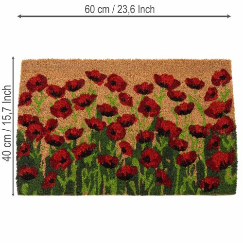 Fussmatte aus Kokosfaser mit Mohnblumen-Motiv 60x40x2cm für den Eingangsbereich | Floristik24.ch