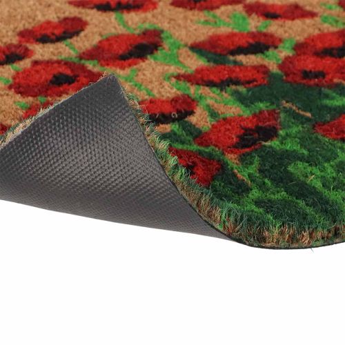 Fussmatte aus Kokosfaser mit Mohnblumen-Motiv 60x40x2cm für den Eingangsbereich | Floristik24.ch