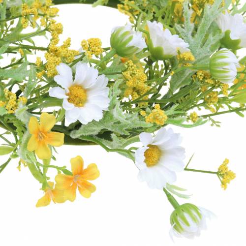 Floristik24 Blumenkranz mit Buschwindröschen Weiß, Gelb Ø30cm