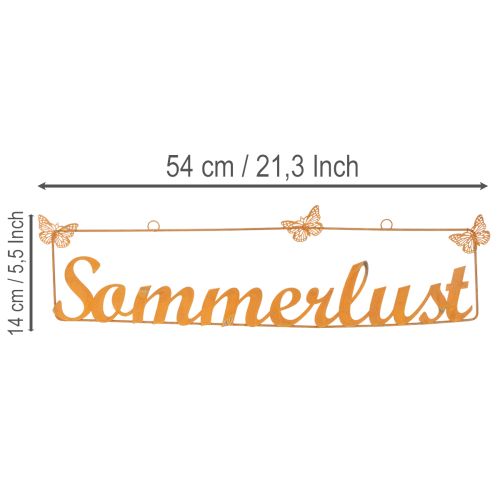 Gartendeko-Hänger aus Metall „Sommerlust“ mit Schmetterlingen, Edelrost, 54,5 x 14 cm | Floristik24.ch