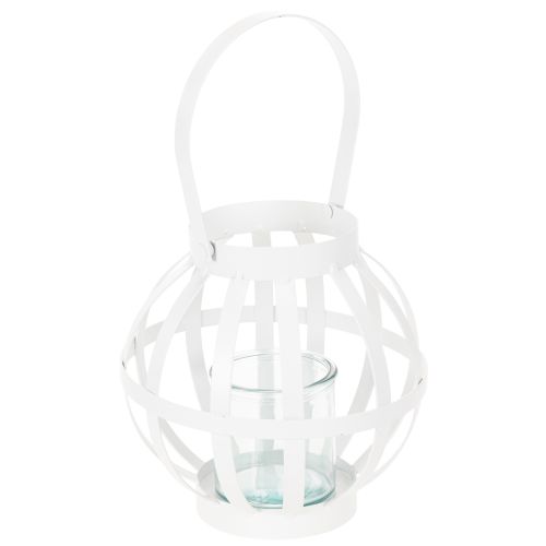 Gartenlaterne aus Metall und Glas, weiss, Ø18,5cm online kaufen | Floristik24.ch
