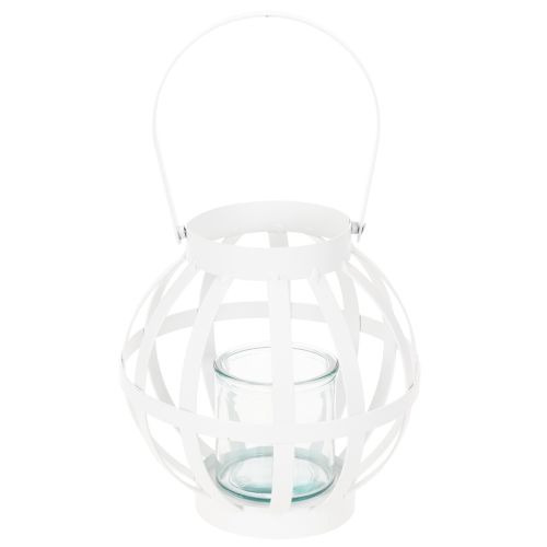 Gartenlaterne aus Metall und Glas, weiss, Ø18,5cm | Floristik24.ch
