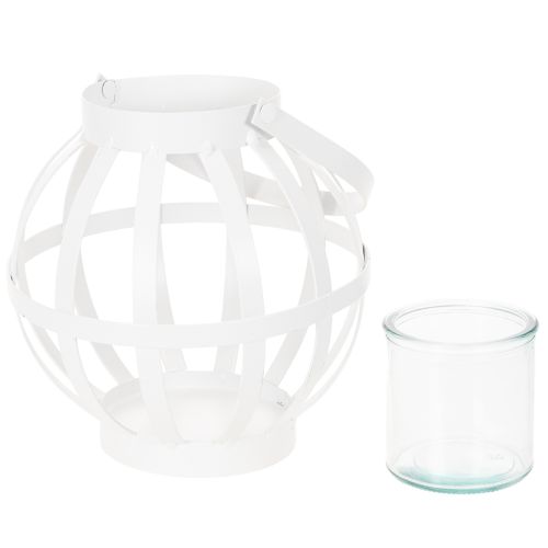 Gartenlaterne aus Metall und Glas, weiss, Ø18,5cm | Floristik24.ch