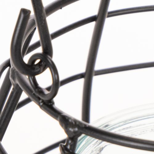 Gartenlaterne Metall Schwarz mit Glas-Windlicht Ø14cm H12,5cm | Floristik24.ch