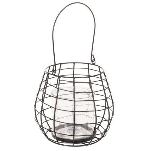 Gartenlaterne aus Metall mit Glas Windlicht Schwarz Ø20cm H18,5cm online kaufen | Floristik24.ch
