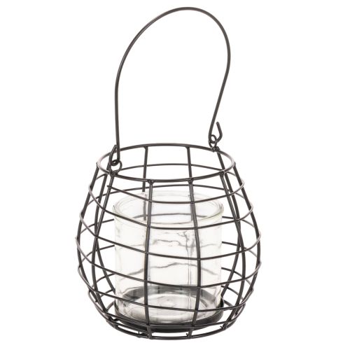 Gartenlaterne mit Henkel Metall Schwarz Windlicht Glas Ø17cm H15cm online kaufen | Floristik24.ch