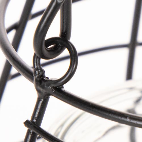Gartenlaterne mit Henkel Metall Schwarz Windlicht Glas Ø17cm H15cm | Floristik24.ch