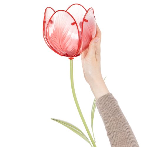 Gartenstecker Tulpe Glas Rot 94 cm Dekoration für Balkon und Garten | Floristik24.ch