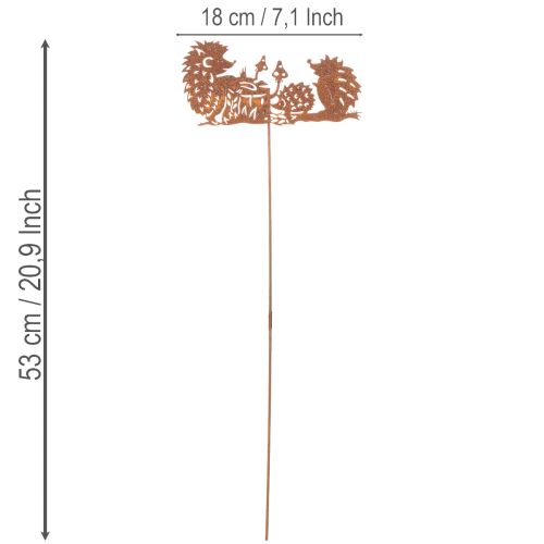 Gartenstecker Metall Igel Motiv Rostoptik 53cm | Floristik24.ch