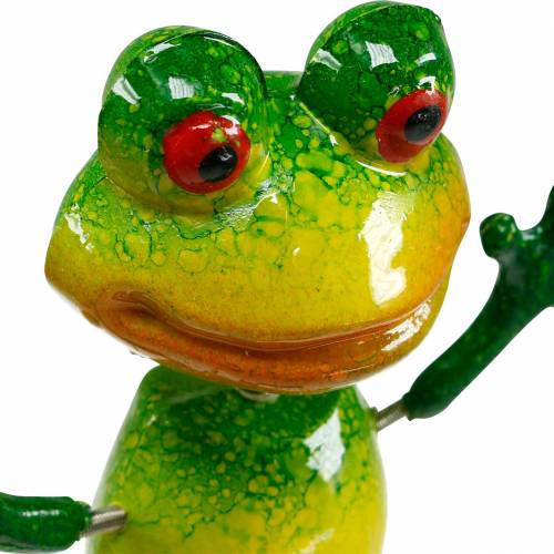 Floristik24 Blumenstecker Frosch mit Metallfedern Grün, Gelb H65,5cm