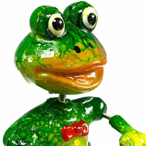Floristik24 Pflanzenstecker Deko-Frosch mit Fliege und Metallfedern Grün, Gelb, Rot H68,5cm
