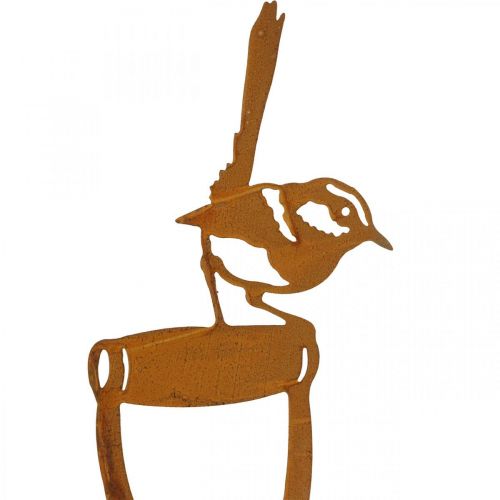 Floristik24 Edelrost Gartenstecker Vogel auf Schaufelgriff H46,5cm