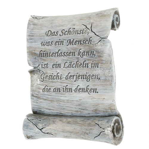 Floristik24 Gedenkstein Schriftrolle Grau 12,5cm x 16,5cm