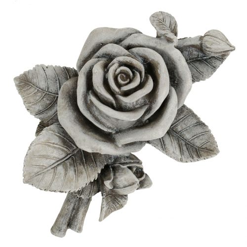 Floristik24 Rose für Grabschmuck Grau 16cm x 13,5cm 2St