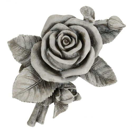 Floristik24 Rose für Grabschmuck Grau 16cm x 13,5cm 2 St