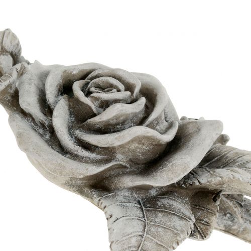 Floristik24 Rose für Grabschmuck Grau 16cm x 13,5cm 2 St