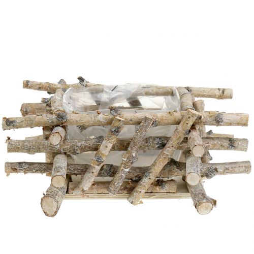 Floristik24 Pflanzengefäß Birkenäste Weiß gewaschen 28cm x 28cm H10cm
