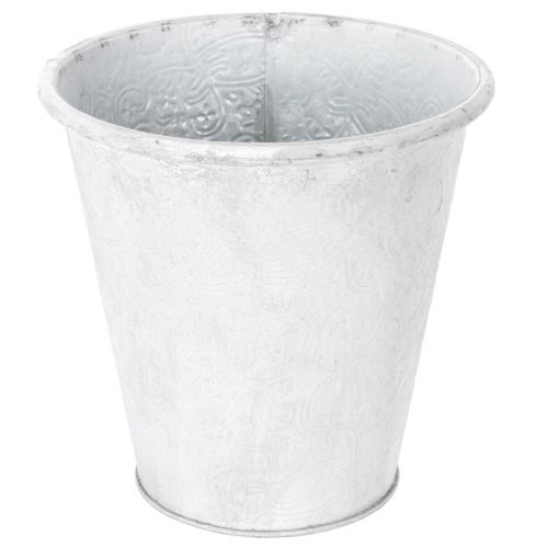 Metall-Pflanztopf mit Ornamenten Weiss Ø18,5cm H18cm für Innen- und Aussenbereich
