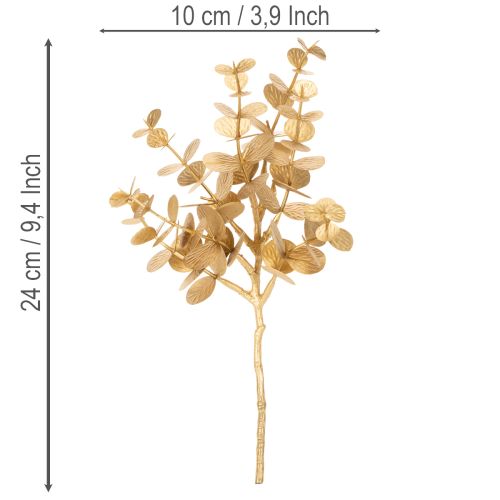 Künstlicher Eukalyptuszweig Goldfarben 24cm für Dekoration | Floristik24.ch