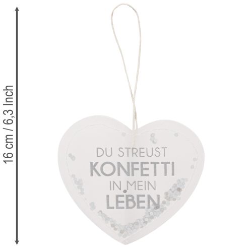 Geschenkanhänger Herz Konfetti Papier 9cm Weiss Silber 6 Stück | Floristik24.ch
