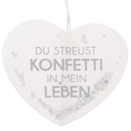 Geschenkanhänger Herz Konfetti Papier 9cm Weiss Silber 6 Stück | Floristik24.ch