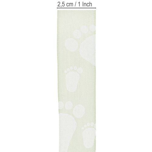 Artikel Geschenkband Baby Füße Deko Taufe Grün 25mm 16m