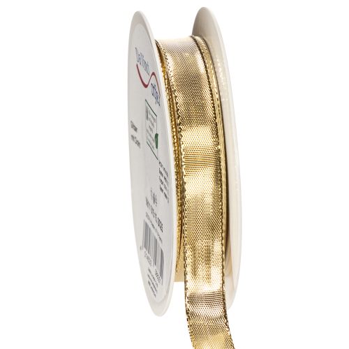 Artikel Geschenkband mit Drahtkante 15mm x 25m Gold aus Polyester und Polyamid