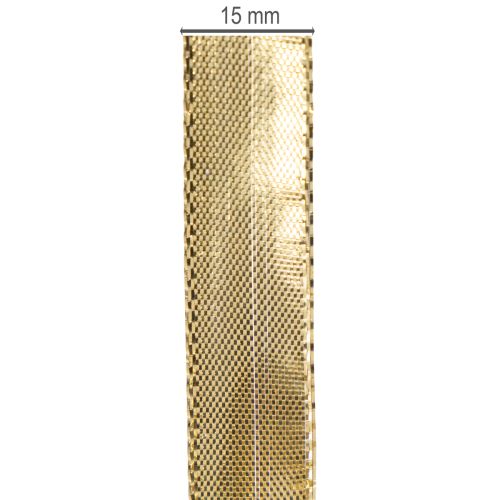 Geschenkband mit Drahtkante 15mm x 25m Gold aus Polyester und Polyamid | Floristik24.ch