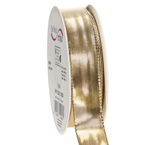 Geschenkband mit Drahtkante 25mm x 25m Gold Polyester Polyamid online kaufen | Floristik24.ch