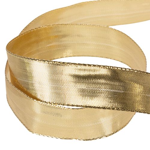Geschenkband mit Drahtkante 25mm x 25m Gold Polyester Polyamid | Floristik24.ch