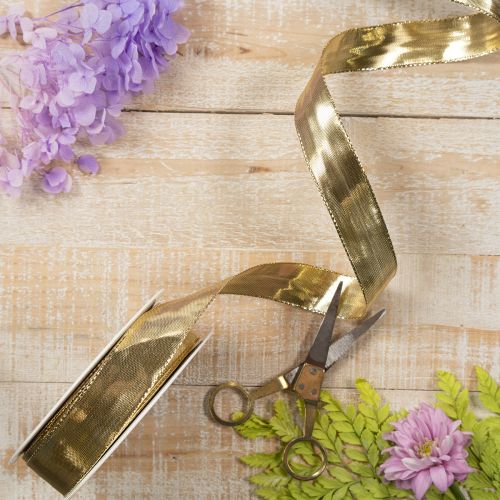 Artikel Geschenkband mit Drahtkante 25mm x 25m Gold Polyester Polyamid