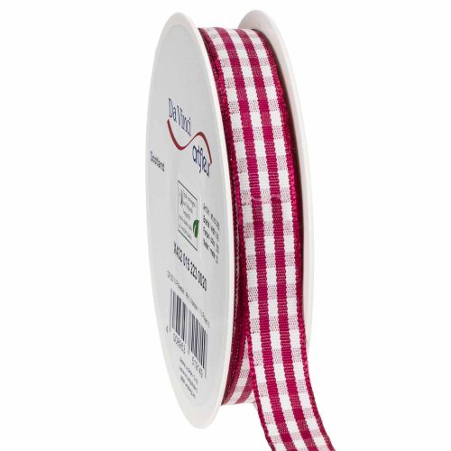 Geschenkband kariert Violett-Weiss 15mm x 20m aus Polyester und Viskose online kaufen | Floristik24.ch