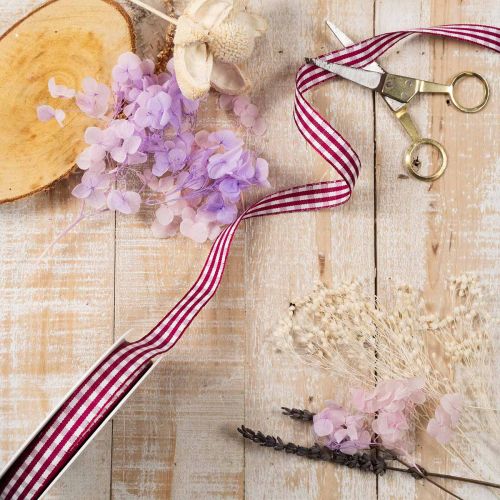 Geschenkband kariert Violett-Weiss 15mm x 20m aus Polyester und Viskose | Floristik24.ch