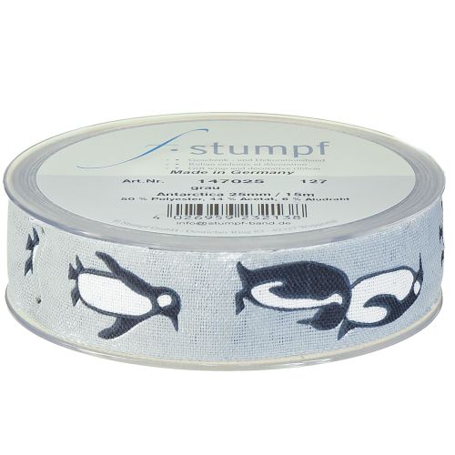 Artikel Geschenkband Pinguine Weihnachtsband Stoff 25mm 15m