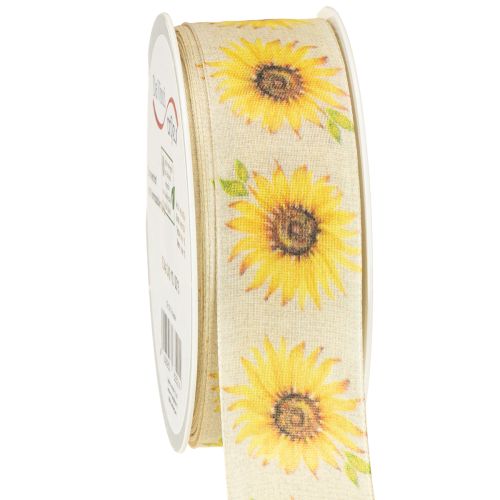 Floristik24 Geschenkband Sonnenblumen Gelb Schleifenband 40mm 15m
