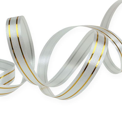 Floristik24 Splittband 2 Goldstreifen auf silber 10 mm 250m