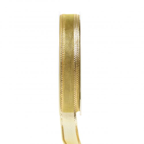 Floristik24 Geschenkband Gold Ringeleffekt 15mm 25m