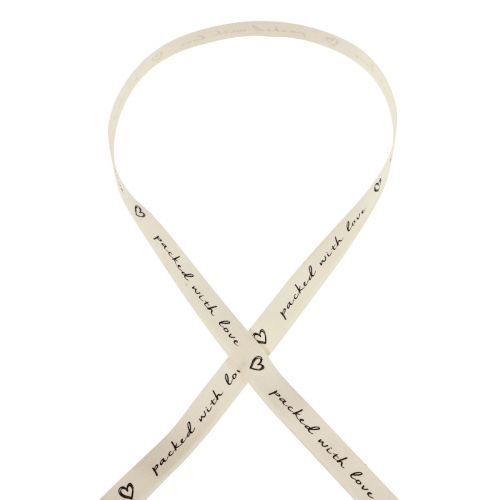 Artikel Geschenkband Herzen Creme Baumwollband 15mm 20m
