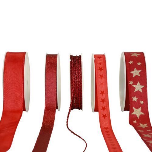 Geschenkband Schleifenbänder Rot Sortiert 2,5×300cm 5St