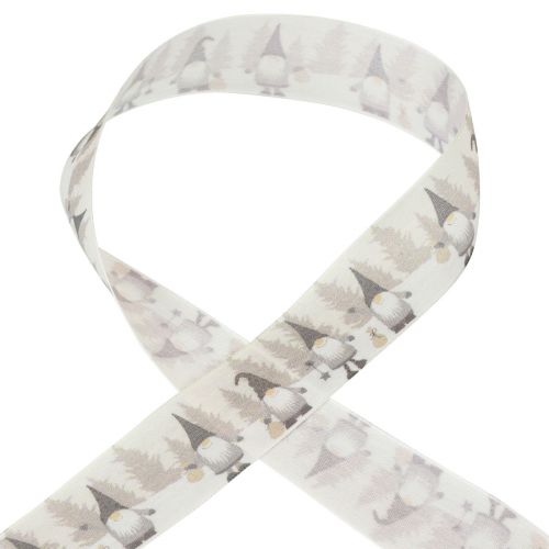 Floristik24 Geschenkband, Schleifenband Weihnachten, Weihnachtsband Wichtel Grau 40mm 15m