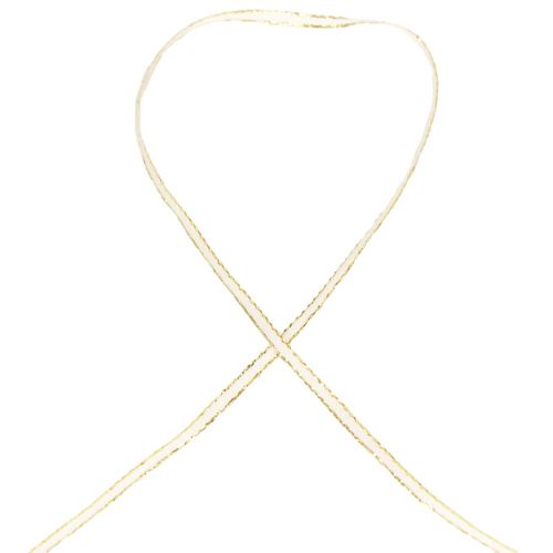 Floristik24 Geschenkband Seidenband Weiß Gold Litzenband 3mm 100m