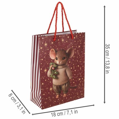 Geschenktüten Weihnachten mit Mausmotiv und Sternen, 18 × 8 × 24 cm, 2 Stück | Floristik24.ch