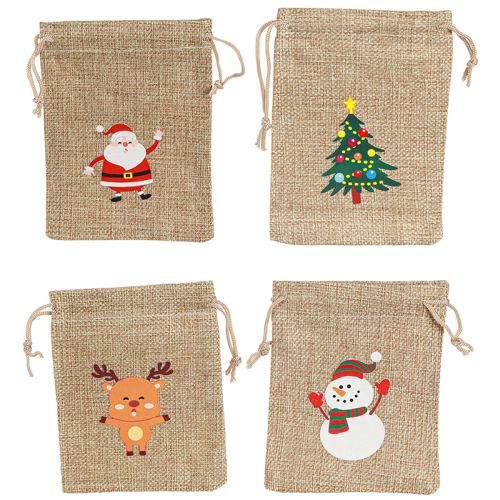 Artikel Geschenktasche Weihnachten Jutebeutel Natur 10×13cm 8St