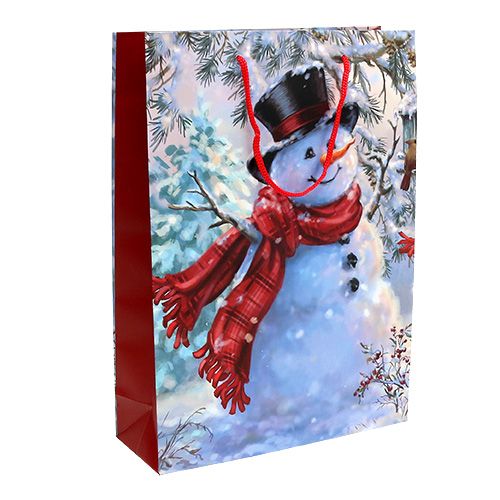 Geschenktasche groß Schneemann 25cm x 34,5cm 1St